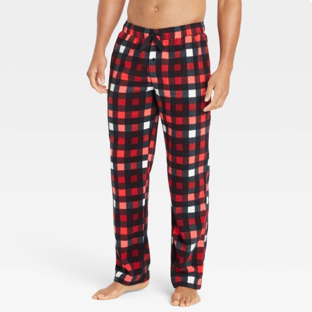 Goodfellow & Co | Red & Black Plaid Mens Fleece PJ Pants | Size XL